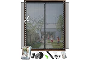 ARCOL Regulowana moskitiera magnetyczna – magnetyczna moskitiera do okien z paskami do odrywania, regulowana moskitiera okienna (155 x 120 cm, czarna)