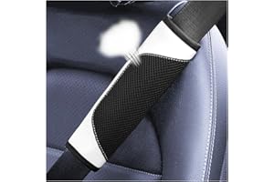 BESULEN Car Seat Belt Pads Cover, 2 Pack Leather Mesh Universal Seatbelt Shoulder Strap Protector, Soft Harness Pad Safety Belt Cover for Comfortable Driving, Car Interior Accessories (White)