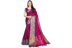 TreegoArt Fashion Ethnische indische Saree aus Baumwolle und Seide für Damen mit ungesticktem Blusenteil