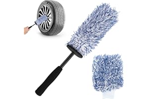 ZONJIE Brosse de nettoyage de roue en microfibre ultra fine avec housse de brosse de rechange douce, longue brosse de nettoyage pour jantes en alliage léger doux et résistant aux rayures