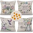 Cirzone Outdoor Kissen 4er Set 45x45cm - Wasserdichte Leinen Bezüge - Garten & Wohnzimmer Deko