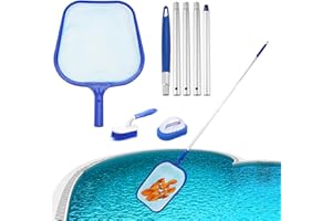 LIFREER Hot Tub Cleaning Kit Accessories, Leaf Skimmer with Telescopic Handle Fine Mesh Net Swimming Pool Net and Hot Tub Cleaning Brush and Scrubbing Brush for Spas Hot Tub Pools