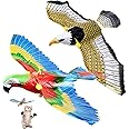 SYOSI Electronic Simulation Flying Bird Toy for Cats, with Light, Bird Interactive Cat Toy for Indoor Cats, Automatic Hanging Eagle Flying Bird Funny Cat Toy (2 Pack, Parrot & Eagle)