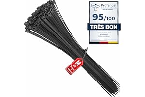 intervisio Collier de Serrage 300 mm x 4,8 mm, Attache Câble, Serre Câbles Rilsan Nylon, Colliers Serre-Cable 300mm, Noir, Lot de 100 Pièces