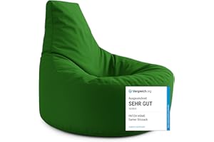 ‎PATCH HOME PATCH HOME Gamer Kissen & Lounge Sitzsack – befüllbar mit Reißverschluss, gefüllt mit Styropor, geeignet für In- & Outdoor. Perfekt als Gaming Sessel Sitzkissen (Grün, Ø 65cm x Höhe 70cm Junior)
