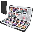 HEIYING Game Card Case for Nintendo Switch & Switch OLED & Lite,Portable Black Memory Storage Holder with 24 Game Card Slots and 24 Micro SD Cards Slots
