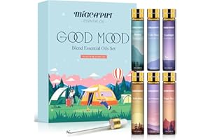 MIGCAPUT Dobry Nastrój Zestaw Olejków Eterycznych 6 x 10ML, Olejki Aromaterapeutyczne do Dyfuzory, Relaks, Odświeżenia Powietrza, Mydło i Świece DIY - Spokojny Umysł, Odświeżający, Dobranoc