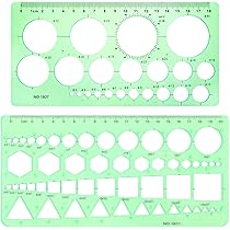 2 stuks cirkelsjabloon om te tekenen, cirkelsjabloon sjabloon sjabloon sjabloon liniaal, ronde geperforeerde liniaal, multifunctionele ronde geometrische sjabloonliniaal van kunststof, tekenset voor