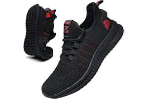 VNANV Chaussures de Course pour Homme en Caoutchouc Noir - Chaussures de Marche Tendance pour la Gym, Le Tennis, Le Travail, Le Jogging