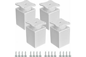 Stolmet Stopki meblowe Stopki do mebli Opakowanie 4 szt. 60 mm Nogi meblowe Pokój dzienny Kuchnia Sypialnia Szafka Sofa Krzesło Plastikowe z regulacją wysokości Błyszczący biały