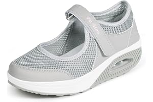 HSYOOES Scarpe da passeggio da donna, in rete, ammortizzanti, con zeppa, leggere, modello Mary Janes, mocassini sportivi per fitness, scarpe da infermiera, mocassini per attività all'aperto, scarpe estive