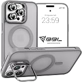 Babilden iPhone i&ccedil;in Kılıf Kamera Korumalı Magsafe Wireless Şarj &Ouml;zellikli Mat Şeffaf Renkli Standlı Kılıf (Lens Hediyeli) (G