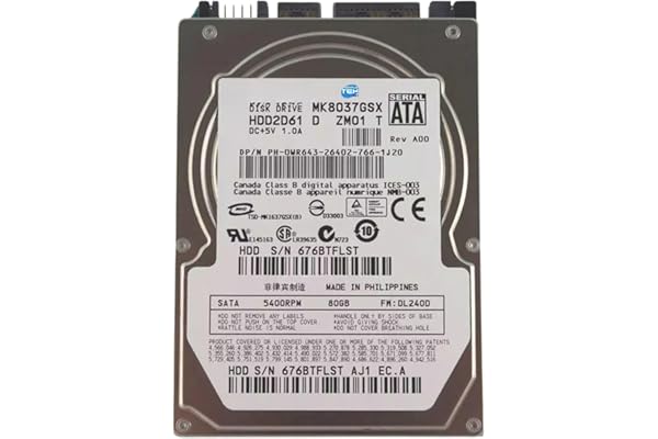 SIMPLETEK - Disco duro interno WR643 de 80 GB de 2,5" | SATA de 1,5 Gbps, 5400 RPM | Perfecto para portátiles y dispositivos portátiles (MK8037GSX) (reacondicionado)