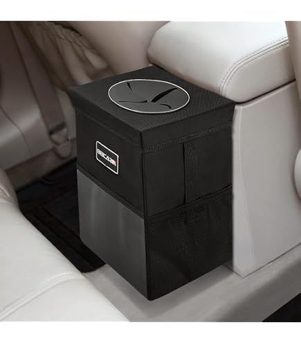 Kit Poubelle Voiture TKN TEKNOVE 2 Pack - Avec Lingettes, Chiffons Et Sacs - Mini Poubelle Étanche Pour Auto