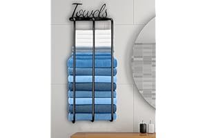 NOSTHEART Porte Serviette Salle de Bain, Porte Serviette Murale, 86cm Porte Serviettes Mat en Acier Inoxydable, Range Serviettes pour Serviettes Roulee (Noir)