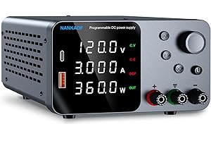 NANKADF Labornetzgerät 120V 3A, DC geregeltes Netzteil mit USB-A/Type-c Schnittstelle, Labornetzteil mit Encoderregelung 4-stellige LED-Präzisionsanzeige für Labor und Elektronikreparatur
