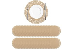 URROMA 100Pcs Round Brown Kraft Paper Doilies Disposable Lace Paper Place Pad Mats for Food Party Wedding Tableware Decor, 11.4in