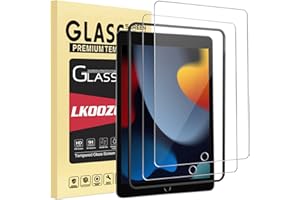 LKOOZO Pack of 2 Screen Protectors for iPad 9.8.7th Generation, iPad 9/8/7 (10.2 Inch, 2021/2020/2019) Tempered Glass with Frame Installation Aid, HD Screen Protector, Scratch-Resistant