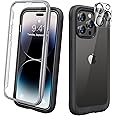 Diaclara Designed for iPhone 14 Pro Max Case, Full Body Rugged Case with Built-in Touch Sensitive Protector, with Camera Lens Protector for iPhone 14 Pro Max 6.7" (Black)