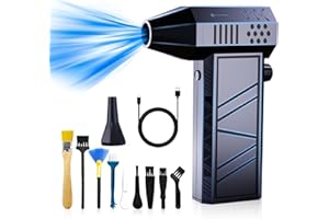 CHJIEXDEC Electric Air Duster, Elektrische Staubgebläse, 130,000 U/min Mini Gebläse, Stufenloses Getriebe Turbo Fan, Druckluft-Staubwedel mit 8000mAh Akku für Computer, Tastatur, Outdoor