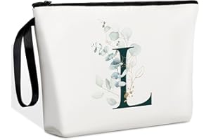 Photect Personalised Makeup Bag Gifts A-Z Makeup Bag Gifts Initial Cosmetic Bags Bride Bridesmaid Gift Bag Wedding Birthday Christmas for Gift Women Mom Sister Friends(L)