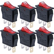 mxuteuk 6pcs AC110V/120V Rocker Switch Red Light Illuminated Snap