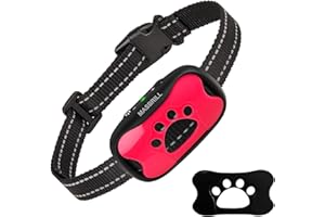 MASBRILL Collar Antiladridos Recargable para Perros Pequeños Medianos y Grandes, Sonido y Vibración Collares Anti ladridos Dispositivo 7 Niveles de Sensibilidad Ajustables - Rosa