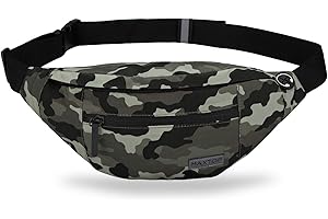 MAXTOP Large Bumbag Waist Fanny Pack for Men Women Unisex Bum Bag with Headphone Jack and 4-Zipper Pockets Adjustable Belt for Biking Running Jogging Traveling Outdoors Workout Cycling Fitness Hiking