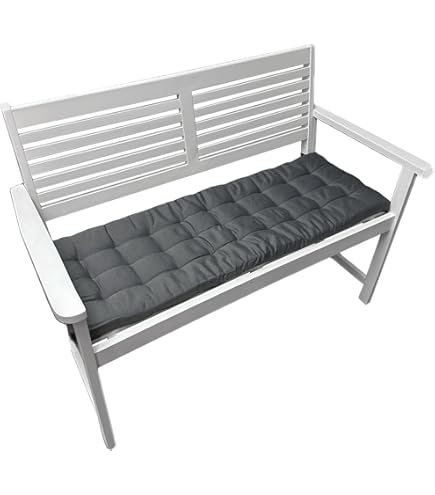 TexDeko® Tuinbankkussen voor buiten, 120 x 40 x 8 cm, waterafstotend, uv-bestendig, met Oeko-Tex certificaat, gewatteerde bankkussens (antraciet