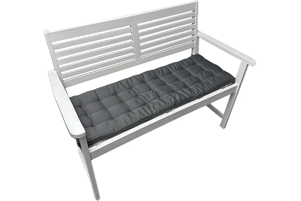 Brandsseller Coussin de Banc 120x40x4 cm – Coussin pour Banc de Jardin et Banc de Salle à Manger – Imperméable, Facile d’Entretien & rembourré – Usage intérieur & extérieur – Gris Foncé