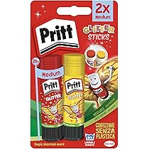COLLA STICK PRITT ORIGINALE - Confezione 3x11g + 1 Penna Colorata, Sicura Per Bambini, Senza Solventi