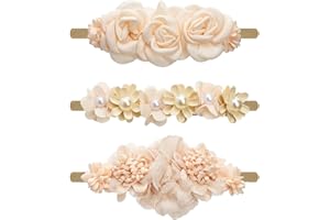 DRESHOW 3 Pezzi Fasce Per Capelli In Nylon Per Bambina Fascia Elastica Per Capelli Con Fiocchi Accessori Per Capelli Per Neonato