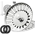 FIXCITI 84mm Sink Plug strainer - SS 304 Sink Plug Replacement with 2 Silicon Rubber Seals, Kitchen Sink Plug (Pack of 1) - Dual Functional Kitchen Sink Strainer plug for Food Waste/Hair Catcher