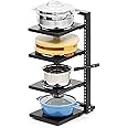 Livzing 4-Tier Adjustable Metal Kitchen Organizer Countertop Tiered Shelf - Pot Rack, Pan Organizer, Cooker Organizer For Kitchen, Rust-Free & Scratch-Resistant - Space Saving Kitchen Storage Rack