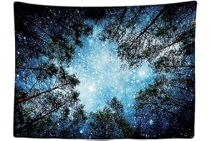 Ulticool - Appeso a Parete Decorazione - Stelle Universo Pianeti Alberi Foresta - 200 x 150 cm Grande Murale Manifesto - Accessori Casa Soggiorno Camera da Letto Soffitto