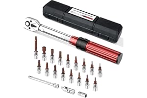 KASAKILY Drehmomentschlüssel Fahrrad Set 1/4 Zoll,2-24 Nm 21tlg Drehmoment Torque Wrench Motorrad ± 3% Fehlergenauigkeit Reparatur Tool Inklusive Innensechskant Hex Torx Steckschlüssel Kits Für MTB