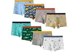 Anntry Intimo da Ragazzo, Boxer da Bambino con Dinosauro, Confezione da 8 Mutande in Cotone per Bambini da 2 a 12 Anni