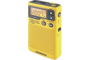 Sangean DT-400W AM/FM Digital Weather Alert Pocket Radio, Yellow