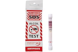 Bottari S.O.S – Alcol Test Monouso Certificato, Alcol Test Approvato Unione Europea, Portatile, Etilometro, Alcol Test USA e Getta, Risultato rapido (1 Pezzo)