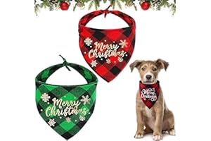 QUNKUN Weihnachten Hund Bandana Katzen Halstuch, 2 Stück Haustier Halstuch Schal Dreieck Lätzchen Kariert Rot Grün Kopftücher, Haustier Bandanas für Weihnachts Haustier Kostüm Zubehör (B)