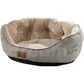 Pet Dreams Sprit L&uuml;ks Kedi/K&ouml;pek Yatağı, Kaymaz Altlık, Sertifikalı Peluş Kumaş, Yıkanabilir, Silikon Elyaf Dolgulu (Bej, 50 