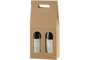 IMBALLAGGI ALIMENTARI PZ 20 SCATOLA PORTA BOTTIGLIA (2 BOTTIGLIE) BUSTA IN CARTONE ONDULATO BOX FOR BOTTLES IN CARTA