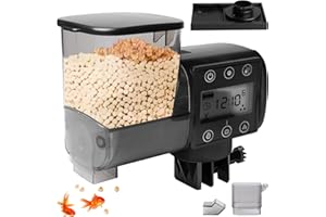 GOMETY Mangeoire automatique pour aquarium, 250 ml, mangeoire automatique pour poissons d'aquarium avec fonctionnement par piles, mangeoire à poissons avec récipient d'alimentation pour poissons rouges et