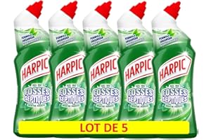 HARPIC Lot de 5 Gels WC Fosses Septiques Menthe - 750 ml