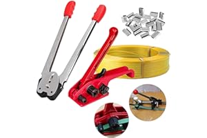 ANMAS POWER Kit de cerclage manuel avec dispositif de scellement de 100 m - Banc de cerclage 50 pièces clips pour tendeurs d'emballage en plastique PP/PET