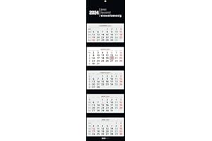 ‎ALPHA EDITION 5-Monatskalender Black 2024 - Büro-Kalender 33x20 cm (geschlossen), 33x120 (geöffnet) - faltbar - mit Datumsschieber - Alpha Edition