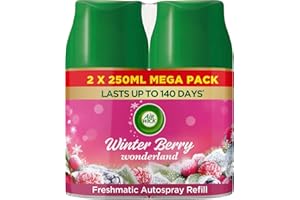AIRWICK Air Wick Automatic Air Freshener Freshmatic Spray Twin Refills| Odour Neutraliser, Bathroom and Room Air Freshener|Winter Berry Wonderland|2 x 250ml Refills|Lasts Up to 140 Days (70 Days per Refill)