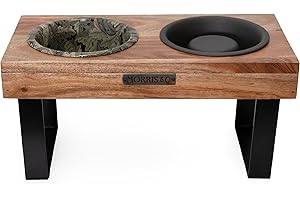 Rosewood x Morris & Co. Acanthus Double Diner for Dogs, Khaki, Slow Feeder Dog Bowl, Raised Dog Food and Water Bowls for Medium/Large Dogs, Feeding Station, Luxury William Morris Print