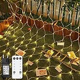 Izrielar Filet Lumineux LED 2x2m 200LED Chaîne Lumineuse Blanc Chaud 8 Modes Rideau Lumineux Avec Prise Filet Lumineux Pour Décoration Intérieure