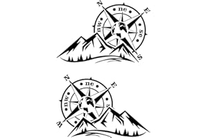 CREATIVASS Pegatinas Rosa de los Vientos Montaña Brújula Todoterreno 4x4 Trail Off Road Coche Furgoneta Camper Moto Autocaravana Adhesivo Vinilo De Corte Aventura Barco o Remolque (20x30 cm, Negro)
